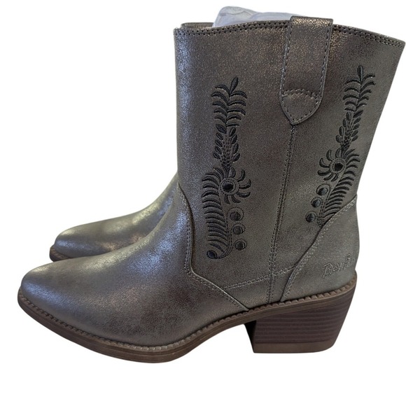 Blowfish Malibu Shoes - NIB Blowfish Malibu Rebel 2 Pewter Metallic Western Boots Embroidered Sz 7.5